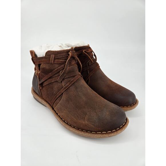 BORN Tarkiln Rustic Suede Leather Brown Lace-Up Ankle Boot Sz 7 New With Box - Picture 12 of 12
